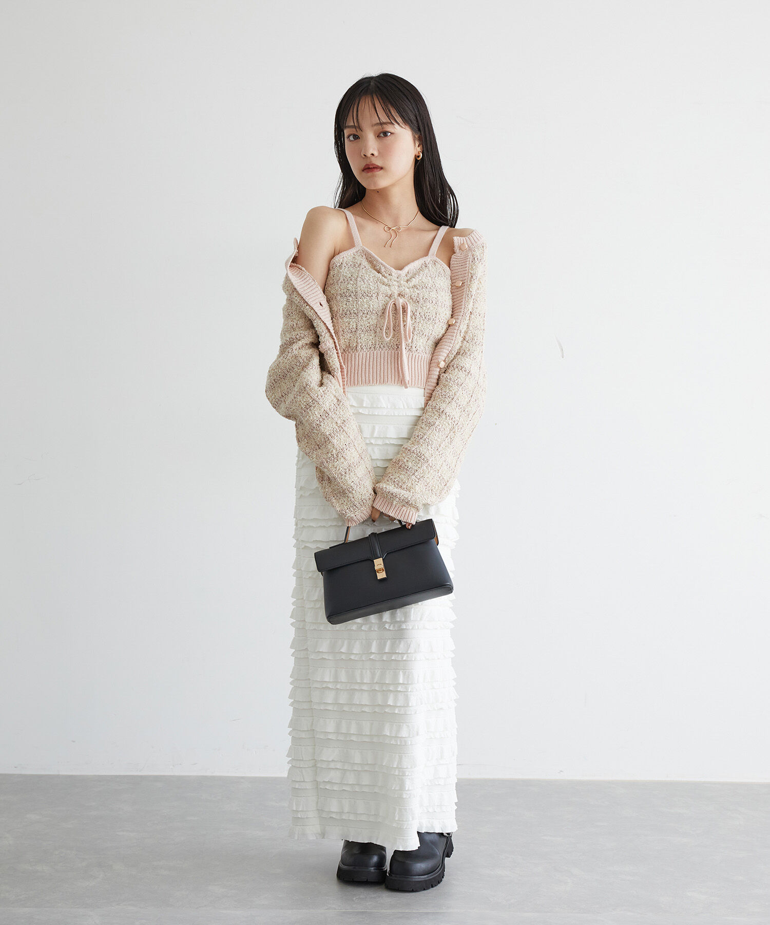 VIS「【アンサンブル対応】ニットツイードキャミソール【洗える】」|キャミソール|