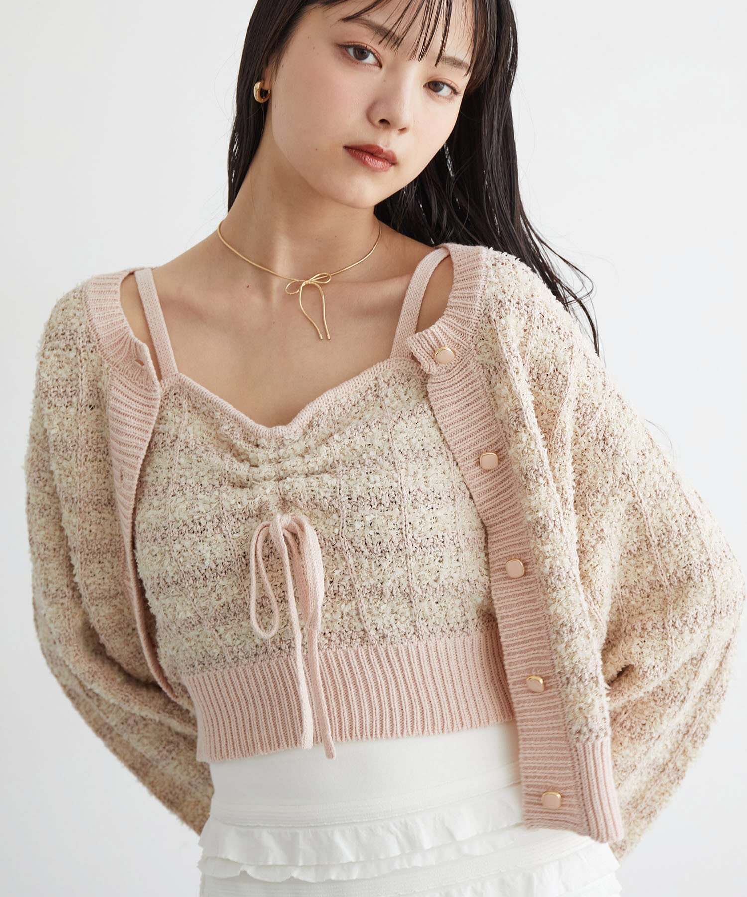 VIS「【アンサンブル対応】ニットツイードキャミソール【洗える】」|キャミソール|