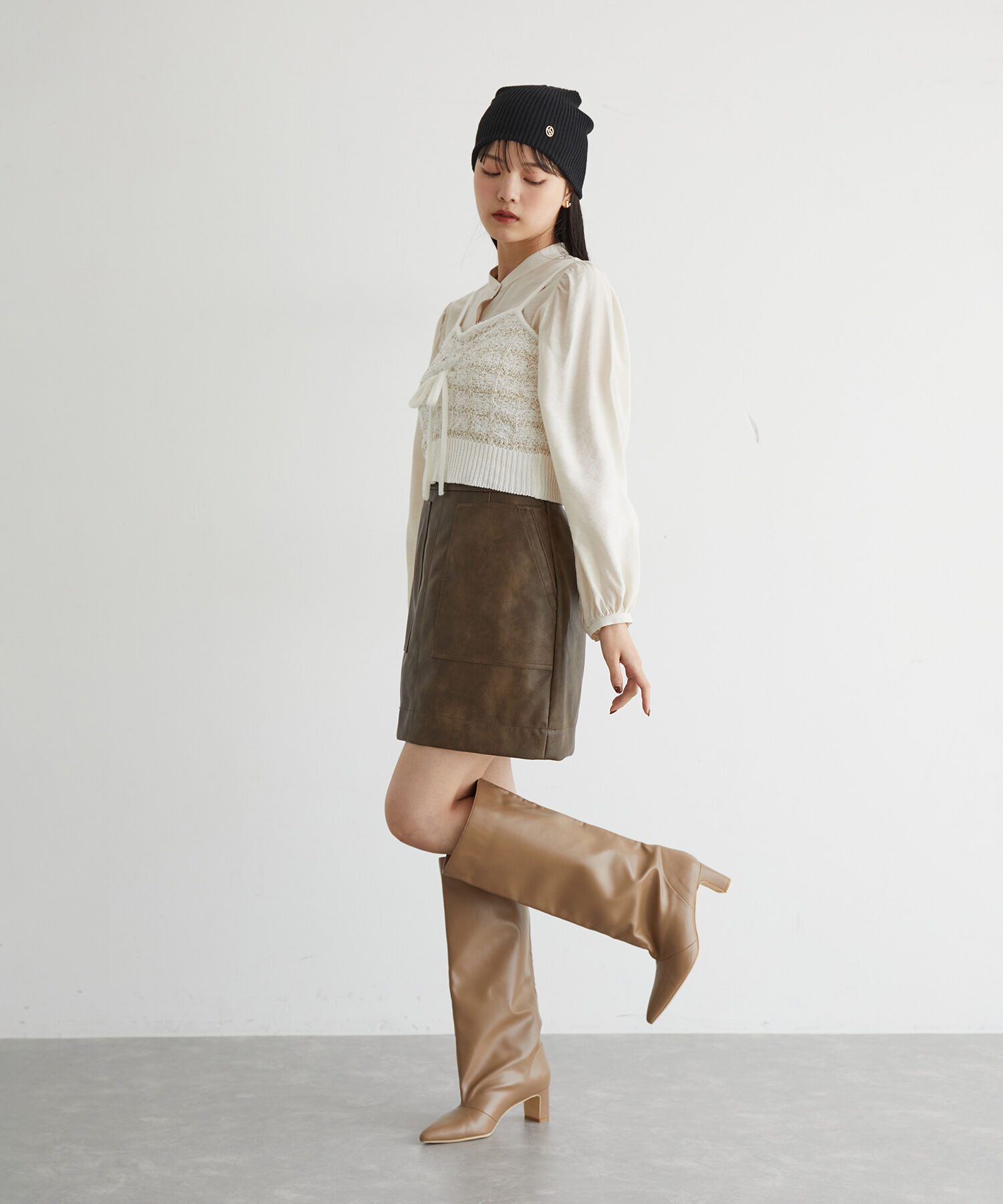 VIS「【アンサンブル対応】ニットツイードキャミソール【洗える】」|キャミソール|