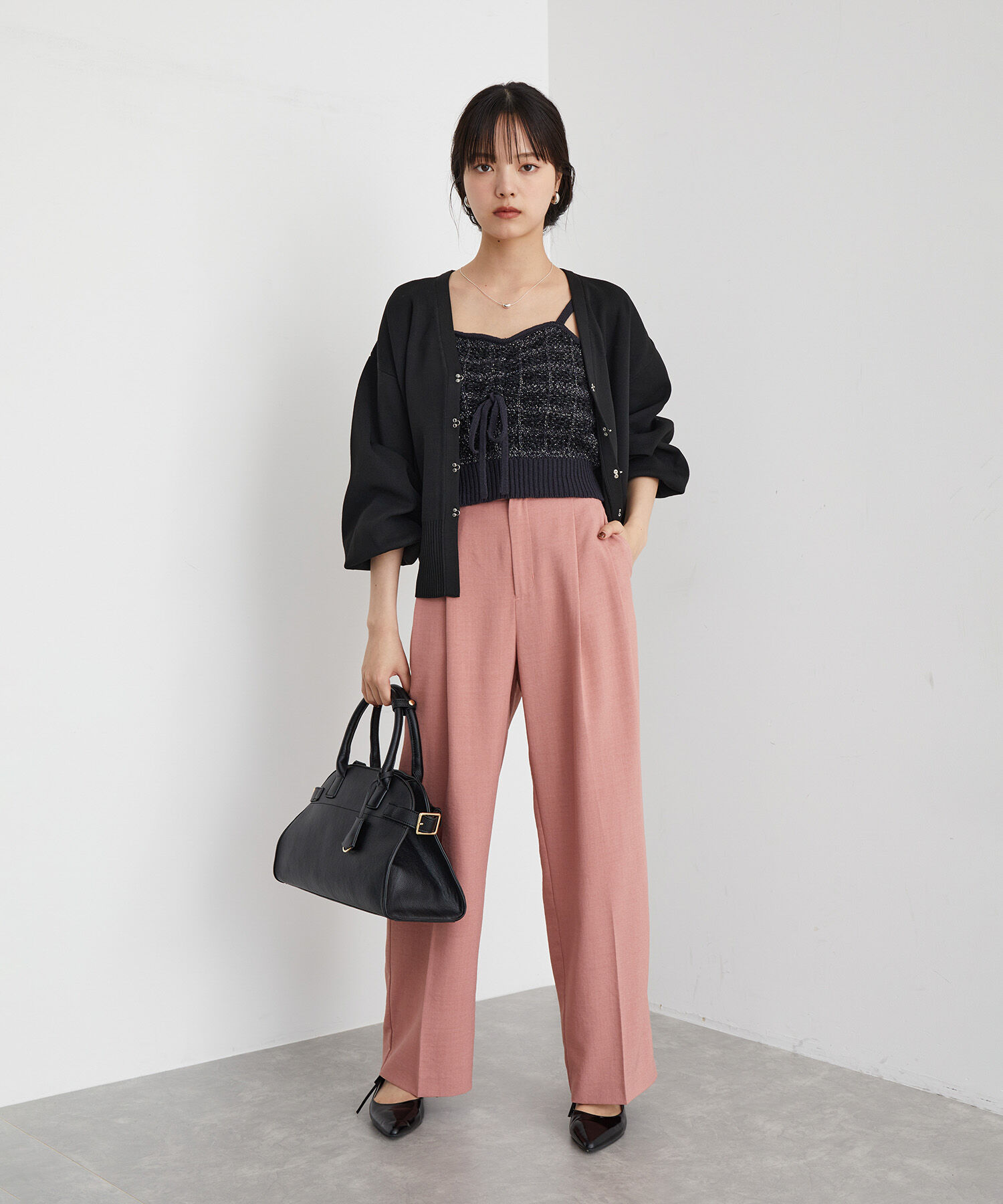 VIS「【アンサンブル対応】ニットツイードキャミソール【洗える】」|キャミソール|