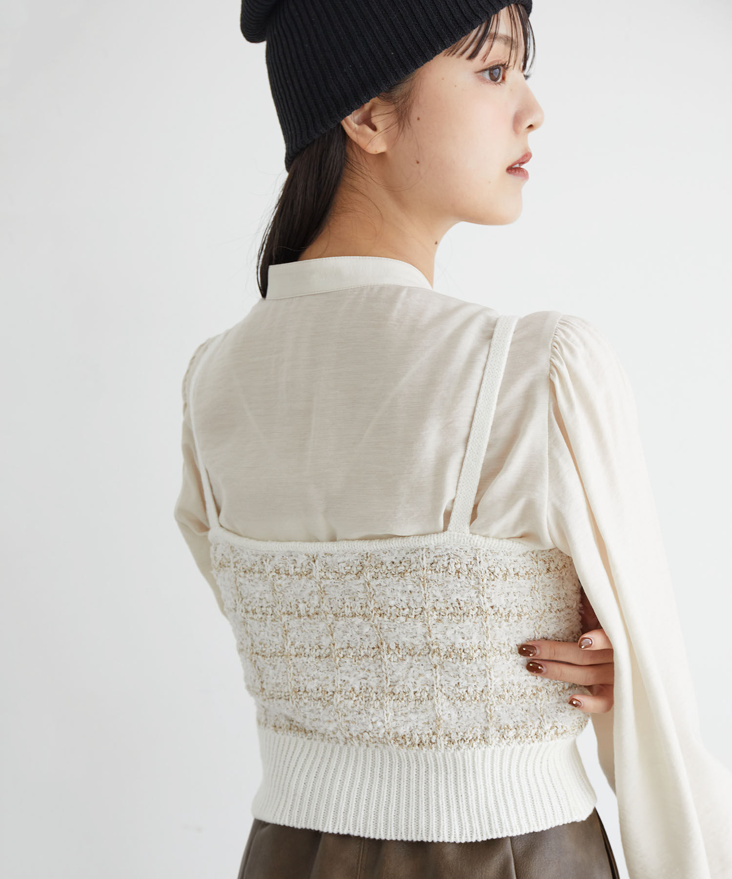 VIS「【アンサンブル対応】ニットツイードキャミソール【洗える】」|キャミソール|