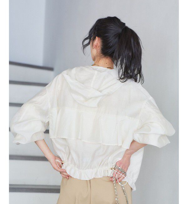 VIS「【追加】【WEB限定】シアーバックフリルフードブルゾン【洗える】」|ブルゾン・スタジャン|