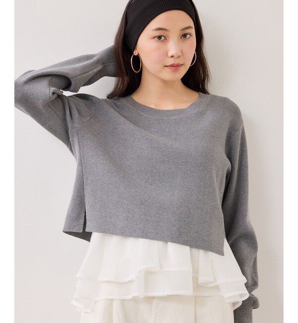 VIS「【美得】ペプラムオーガンジードッキングニットプルオーバー」|ニット・セーター|