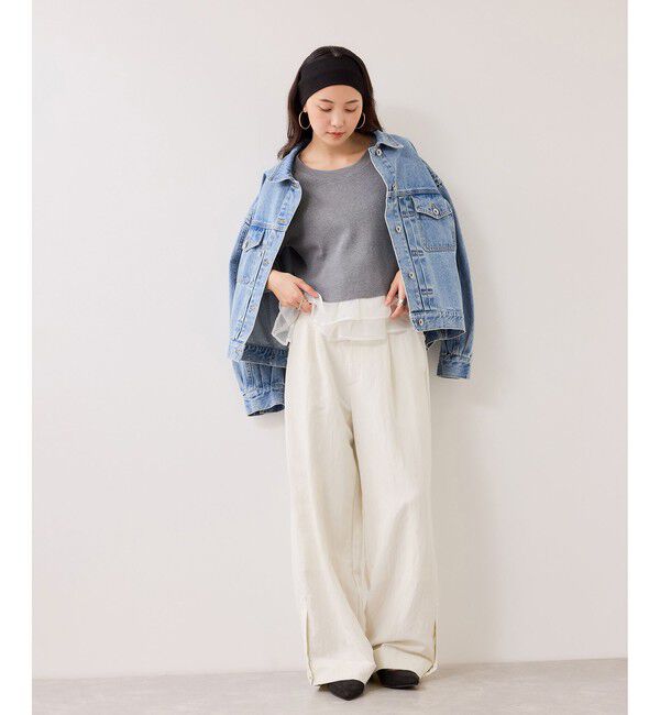 VIS「【美得】ペプラムオーガンジードッキングニットプルオーバー」|ニット・セーター|