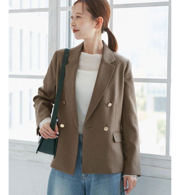 Rope&rsquo;Picnic「レディハンサムシリーズ ウールライク金ボタンジャケット(半裏地)/セットアップ・通勤対応」|テーラードジャケット|