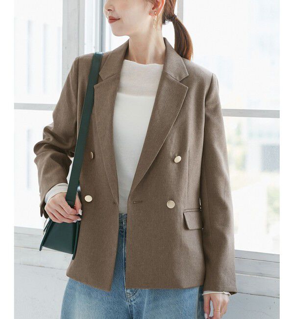 Rope&rsquo;Picnic「レディハンサムシリーズ ウールライク金ボタンジャケット(半裏地)/セットアップ・通勤対応」|テーラードジャケット|
