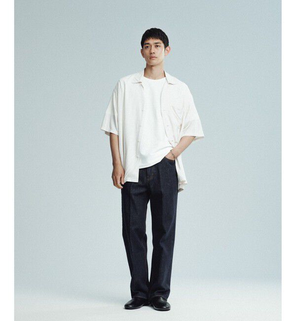 ADAM ET ROPE'「《BLACK/WHITE》プレーンカラー アロハシャツ」|シャツ・ブラウス|