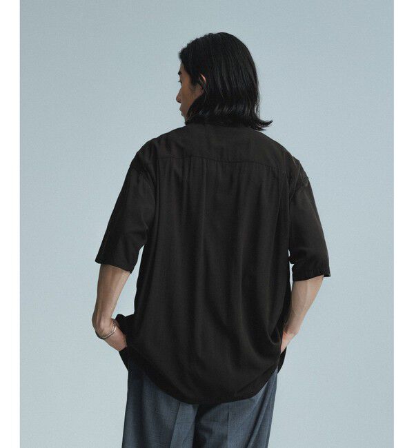 ADAM ET ROPE'「《BLACK/WHITE》プレーンカラー アロハシャツ」|シャツ・ブラウス|