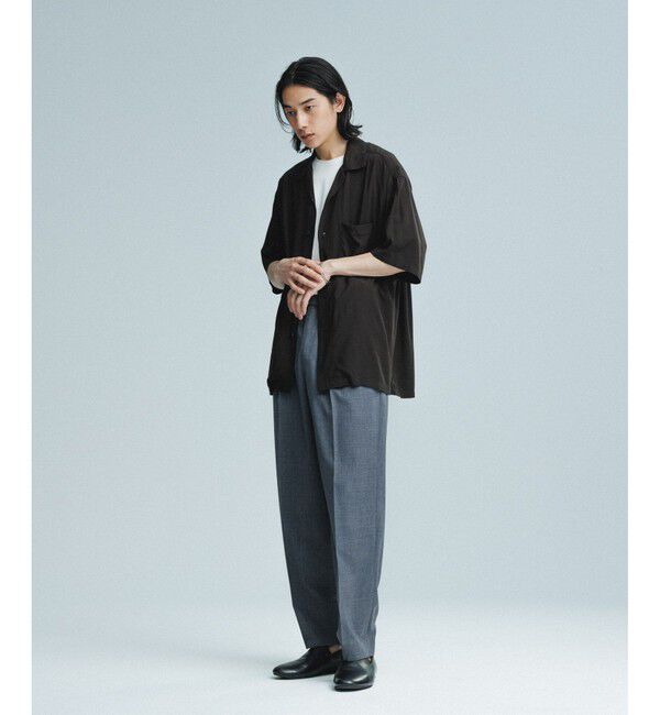 ADAM ET ROPE'「《BLACK/WHITE》プレーンカラー アロハシャツ」|シャツ・ブラウス|