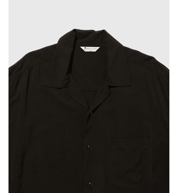 ADAM ET ROPE'「《BLACK/WHITE》プレーンカラー アロハシャツ」|シャツ・ブラウス|