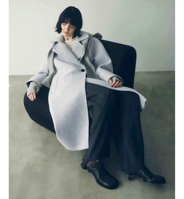 ADAM ET ROPE'「ウールボンディングラグランロングコート」|ステンカラーコート|