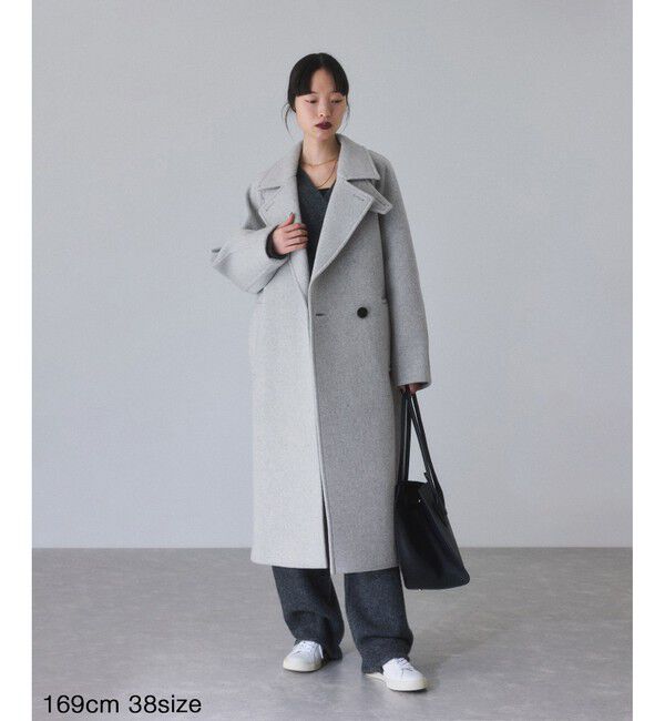 ADAM ET ROPE'「ウールボンディングラグランロングコート」|ステンカラーコート|