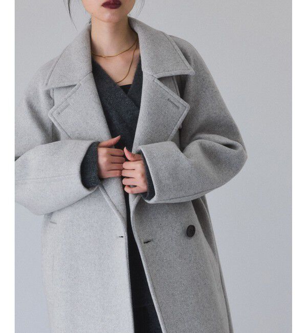 ADAM ET ROPE'「ウールボンディングラグランロングコート」|ステンカラーコート|