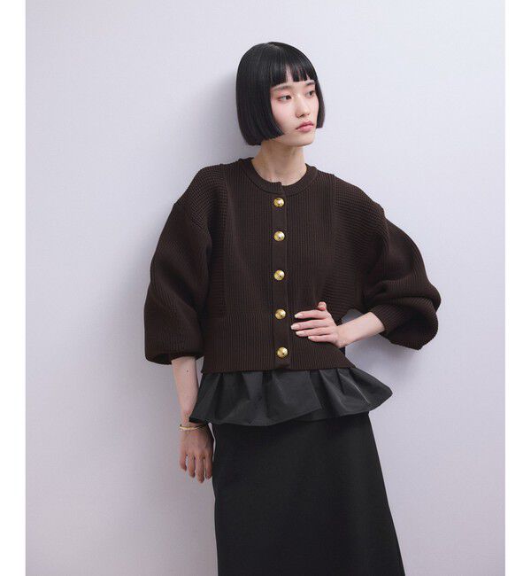 ADAM ET ROPE'「【WEB限定】ペプラムコンビニットカーディガン」|カーディガン|