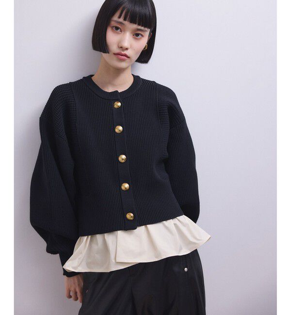 ADAM ET ROPE'「【WEB限定】ペプラムコンビニットカーディガン」|カーディガン|
