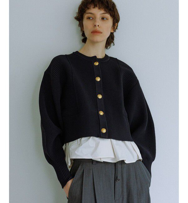 ADAM ET ROPE'「【WEB限定】ペプラムコンビニットカーディガン」|カーディガン|
