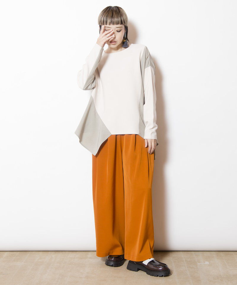  「アシンメトリー切替フレアープルオーバー」|Tシャツ・カットソー|