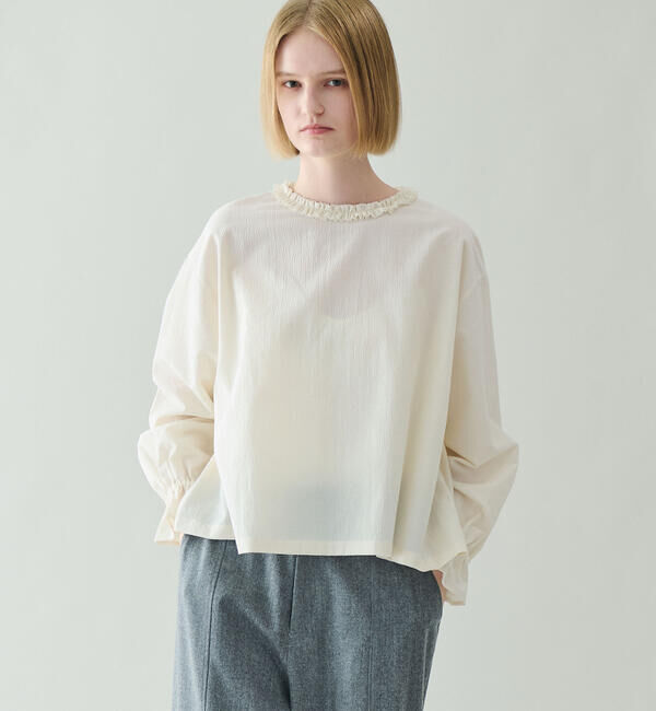 LE GLAZIK「LE GLAZIK | ポリエステルコットン ラッフルシャツ WOMEN」|シャツ・ブラウス|CREAM