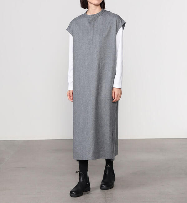 LE GLAZIK「LE GLAZIK | ウールフランネル オーバーシャツワンピース WOMEN」|ワンピース|