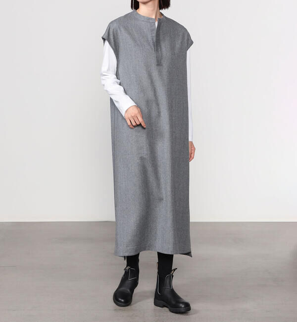 LE GLAZIK「LE GLAZIK | ウールフランネル オーバーシャツワンピース WOMEN」|ワンピース|