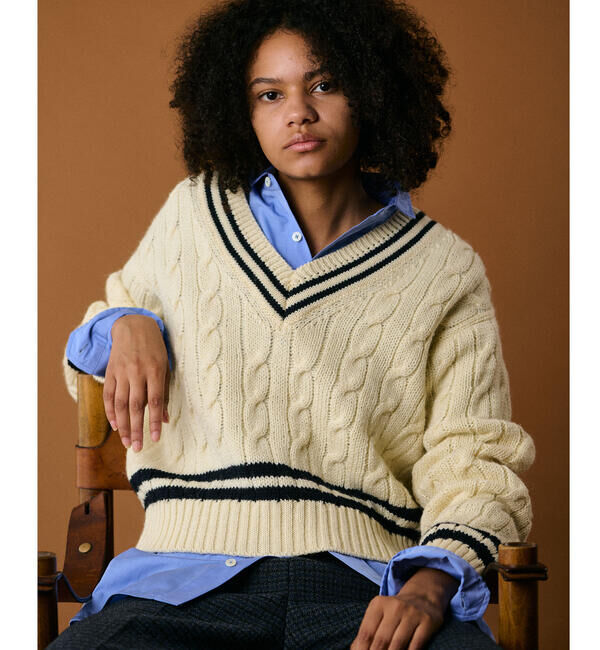  「James Charlotte | 〈別注〉 Vネック チルデンニットプルオーバー WOMEN」|ニット・セーター|WHITE系1