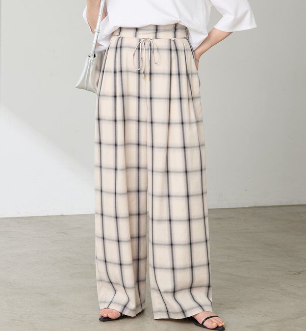  「チェックタックパンツ」|チノ|オフホワイト