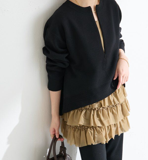  「	オーガンジーティアードチュニック」|シャツ・ブラウス|キャメル