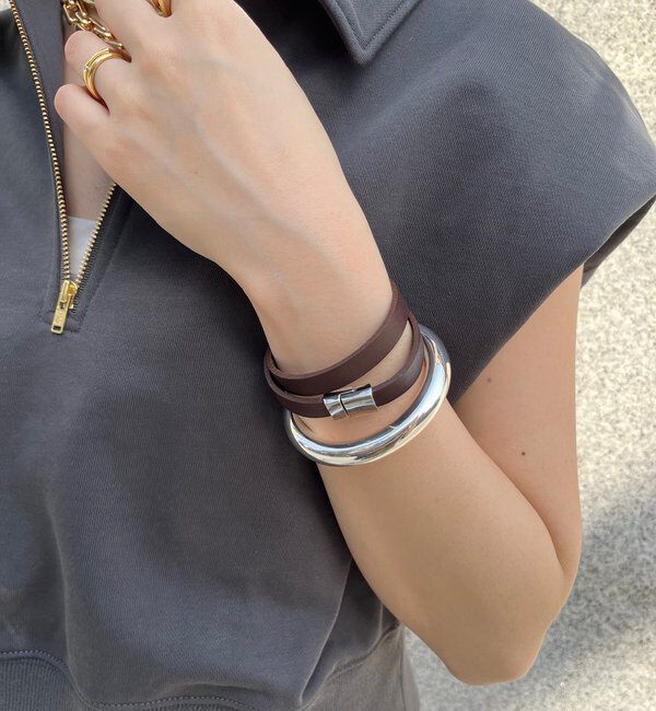  「マグネット留めレザーブレス」|その他|