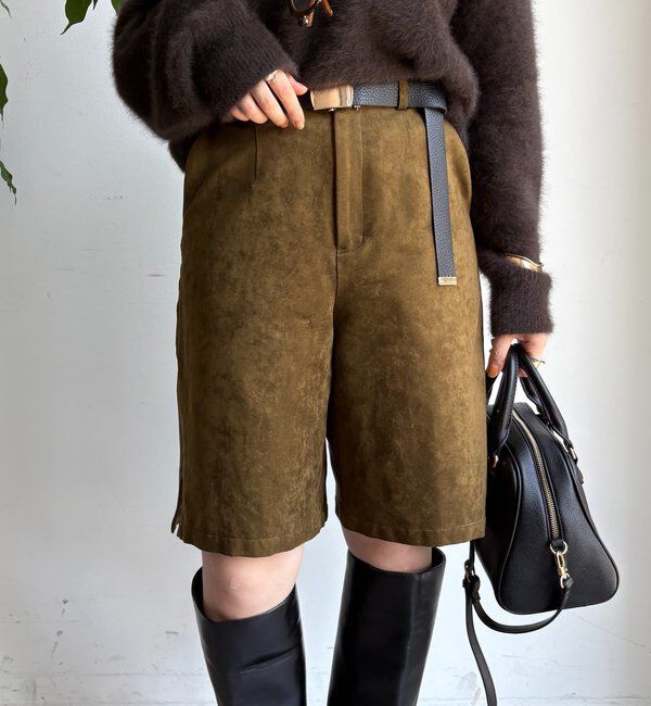  「【セットアップ対応】フェイクスエードショートパンツ」|チノ|