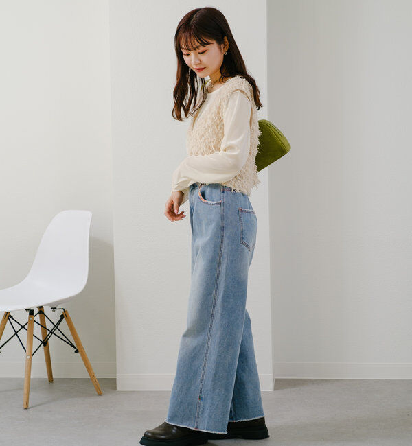  「【新色追加/前後2WAY】ファーショートベスト」|ベスト・ジレ|