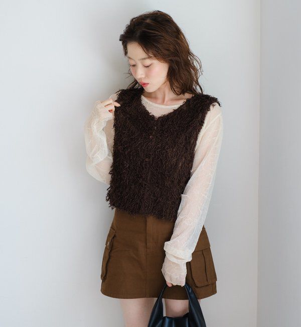  「【新色追加/前後2WAY】ファーショートベスト」|ベスト・ジレ|