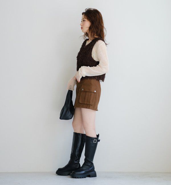  「【新色追加/前後2WAY】ファーショートベスト」|ベスト・ジレ|