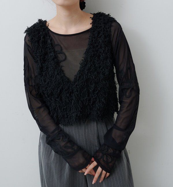  「【新色追加/前後2WAY】ファーショートベスト」|ベスト・ジレ|