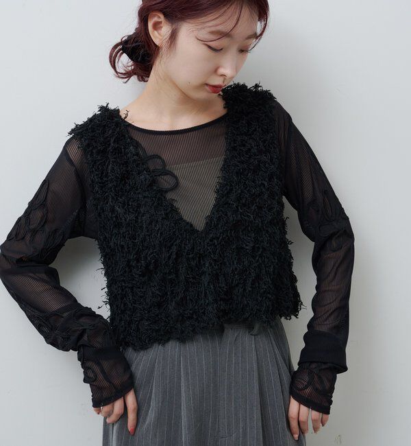  「【新色追加/前後2WAY】ファーショートベスト」|ベスト・ジレ|