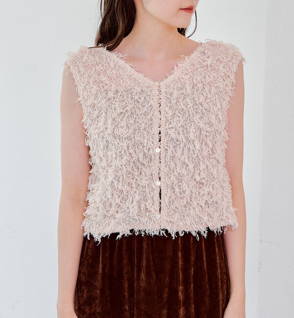  「【新色追加/前後2WAY】ファーショートベスト」|ベスト・ジレ|