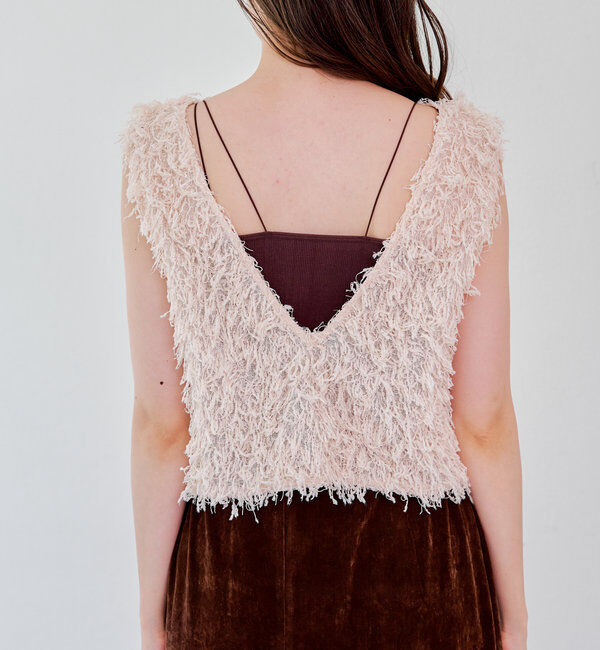  「【新色追加/前後2WAY】ファーショートベスト」|ベスト・ジレ|