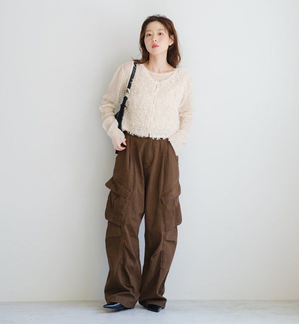  「【新色追加/前後2WAY】ファーショートベスト」|ベスト・ジレ|