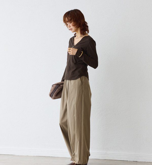  「【こなれ感抜群】ベルテッドワイドパンツ」|チノ|