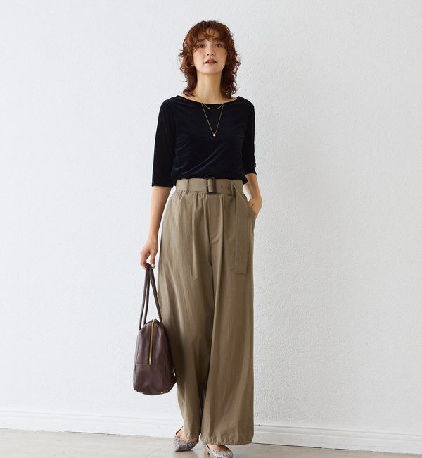  「【こなれ感抜群】ベルテッドワイドパンツ」|チノ|