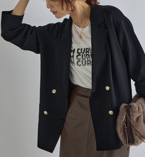  「【季節の変わり目に/接触冷感】ニットジャケット」|テーラードジャケット|