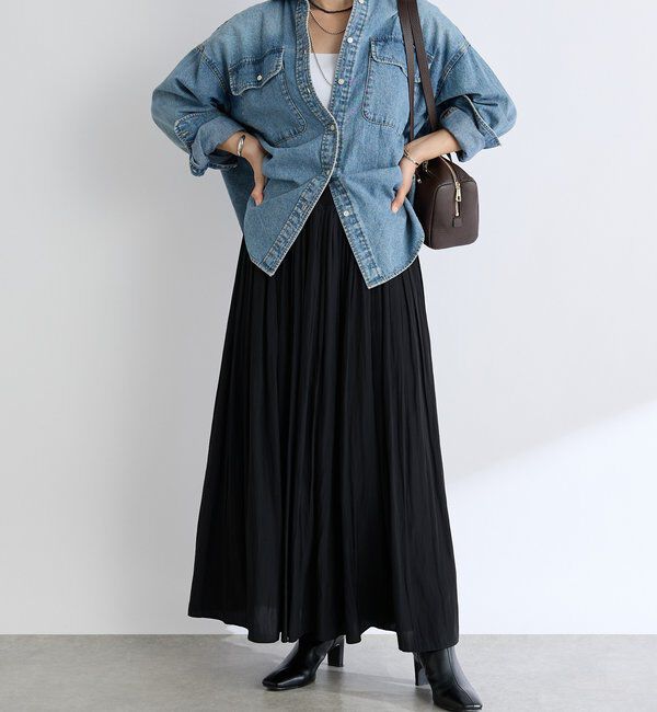  「【上品なシルエット】割繊ギャザースカート」|スカート|