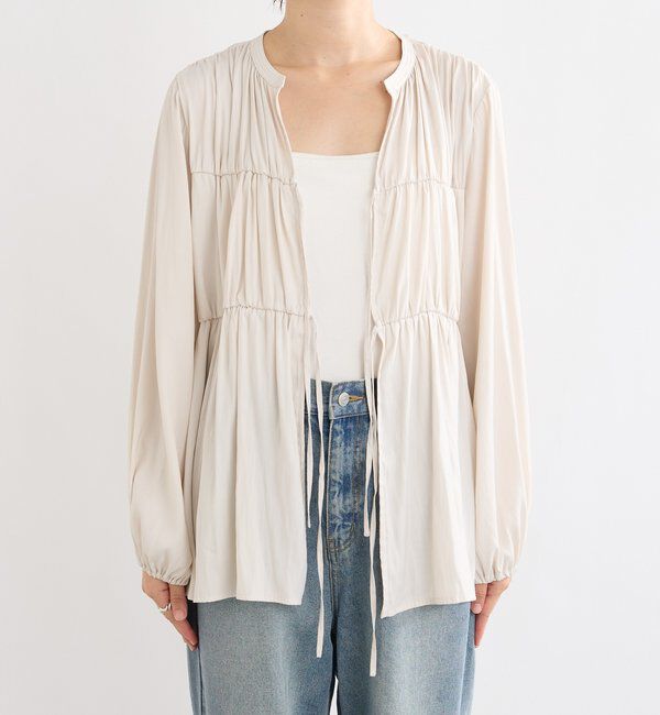  「【2WAY仕様】ギャザーストリングツイルブラウス」|シャツ・ブラウス|