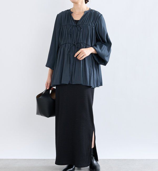  「【2WAY仕様】ギャザーストリングツイルブラウス」|シャツ・ブラウス|