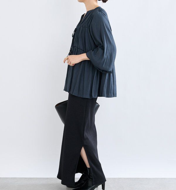  「【2WAY仕様】ギャザーストリングツイルブラウス」|シャツ・ブラウス|