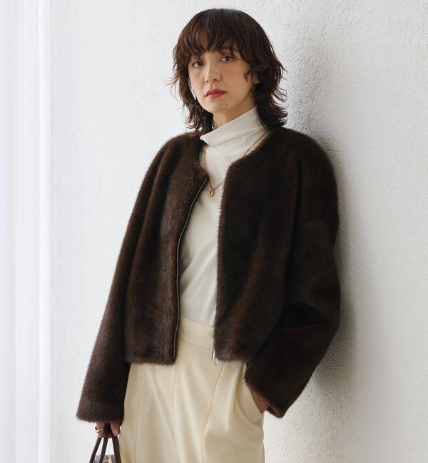  「【シーズンムード高まる】ミンクライクショートコート」|その他|