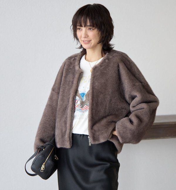  「【シーズンムード高まる】ミンクライクショートコート」|その他|