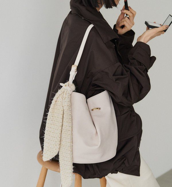  「ツイードスカーフ付きレザー2WAYショルダーバッグ」|ショルダー・メッセンジャー|オフホワイト