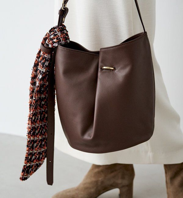  「ツイードスカーフ付きレザー2WAYショルダーバッグ」|ショルダー・メッセンジャー|