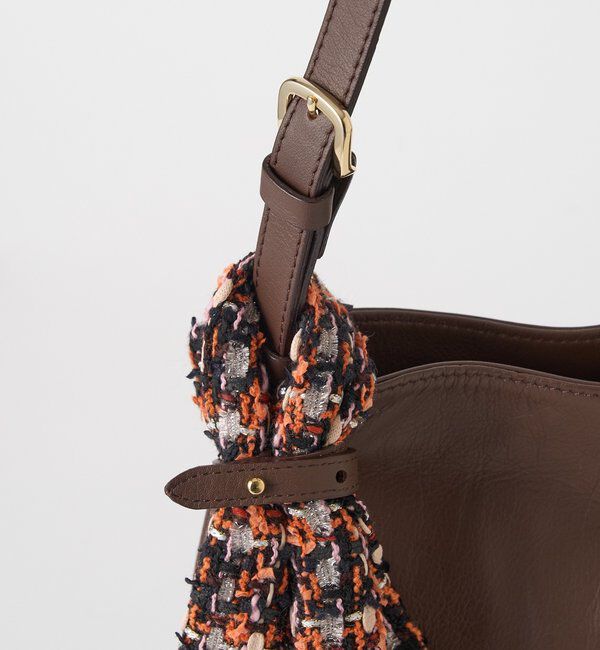  「ツイードスカーフ付きレザー2WAYショルダーバッグ」|ショルダー・メッセンジャー|