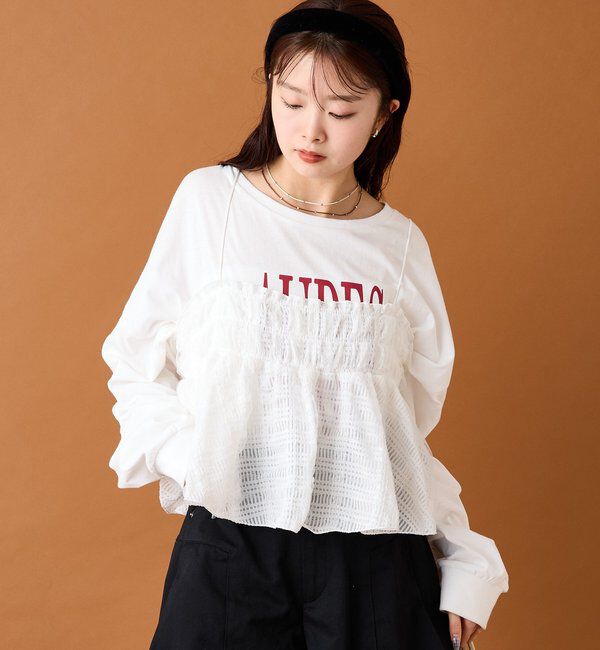  「【4色展開/レイヤードスタイル】チュールチェックビスチェ」|シャツ・ブラウス|オフホワイト